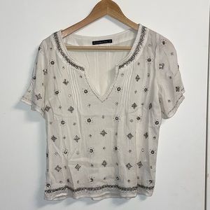 A&F Short sleeve beaded top
